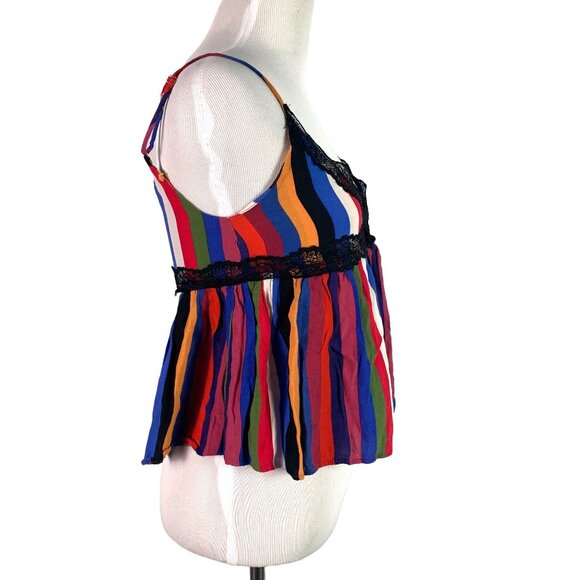 🟣🟣🟣 ZARA TRF Collection Womens Size Extra Small Colorful Striped Flowy Tank - Picture 4 of 8